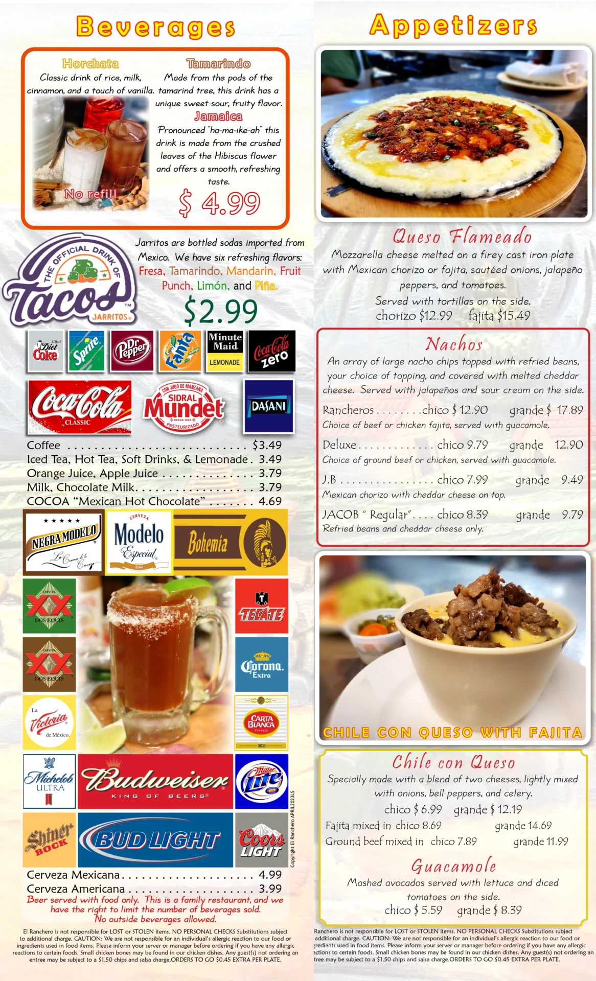 El Ranchero Menu Drinks _ Appetizers pg6_7